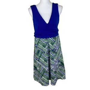 Anthropologie HD in Paris Women's Sleeveless Dress Blue Size 14 Geometric